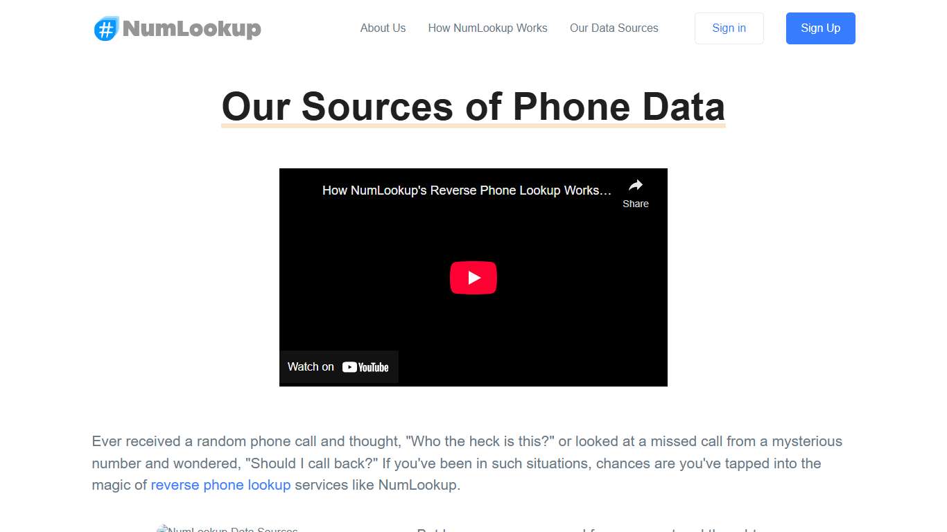 Our Sources for Phone Data NumLookup