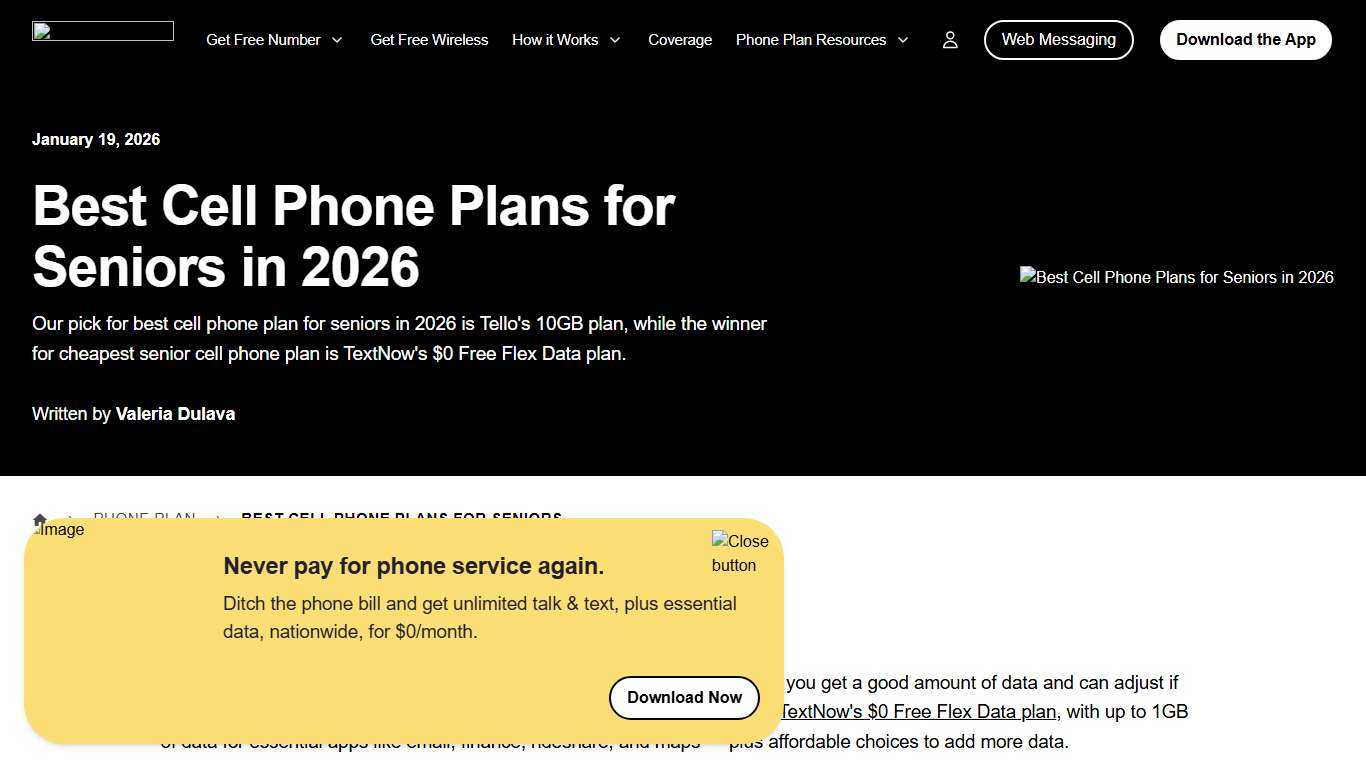 Best Senior Cell Phone Plans for 2026 – TextNow